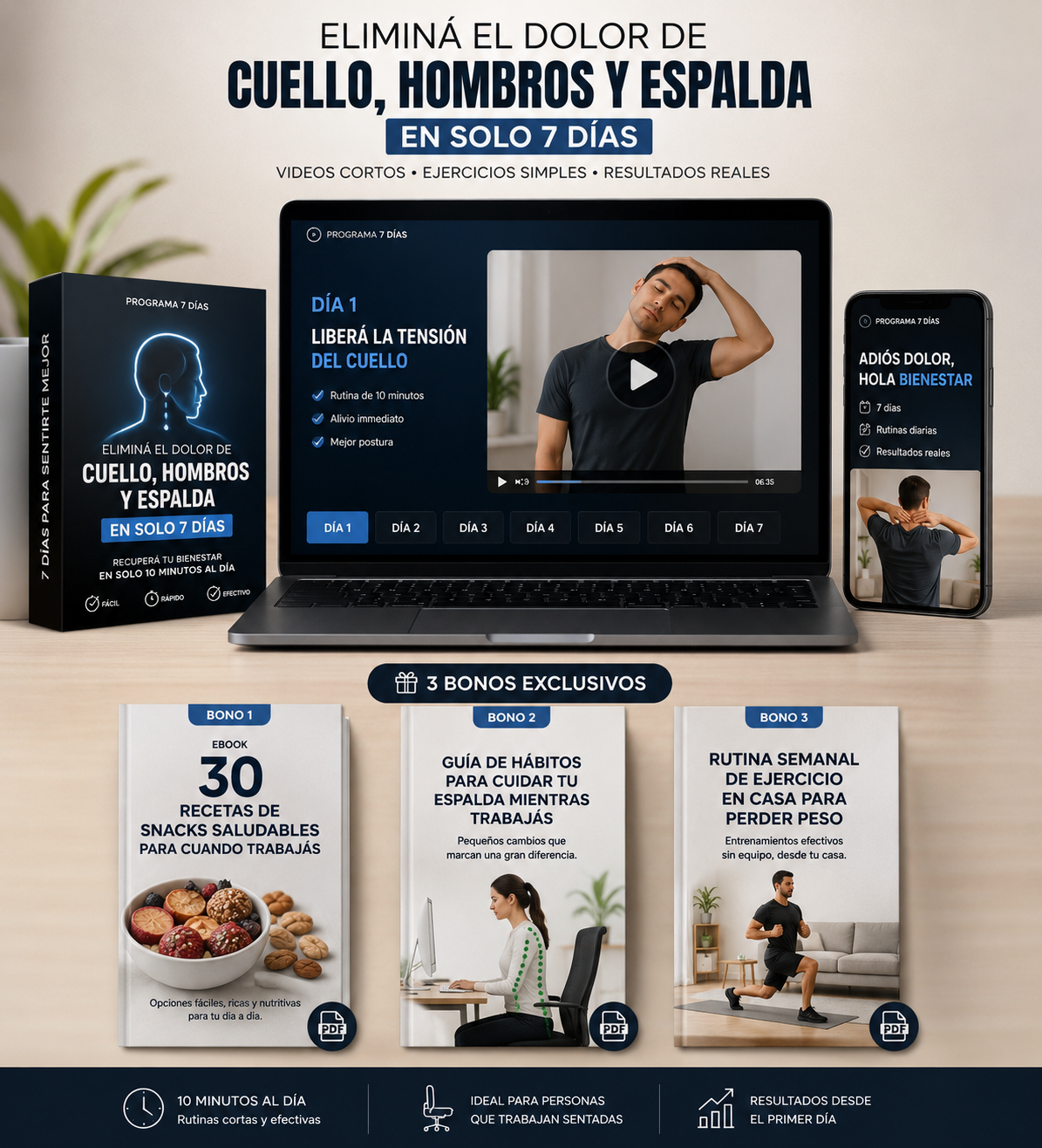 Elimina el Dolor de Espalda, Cuello y Hombros en solo 7 Dias